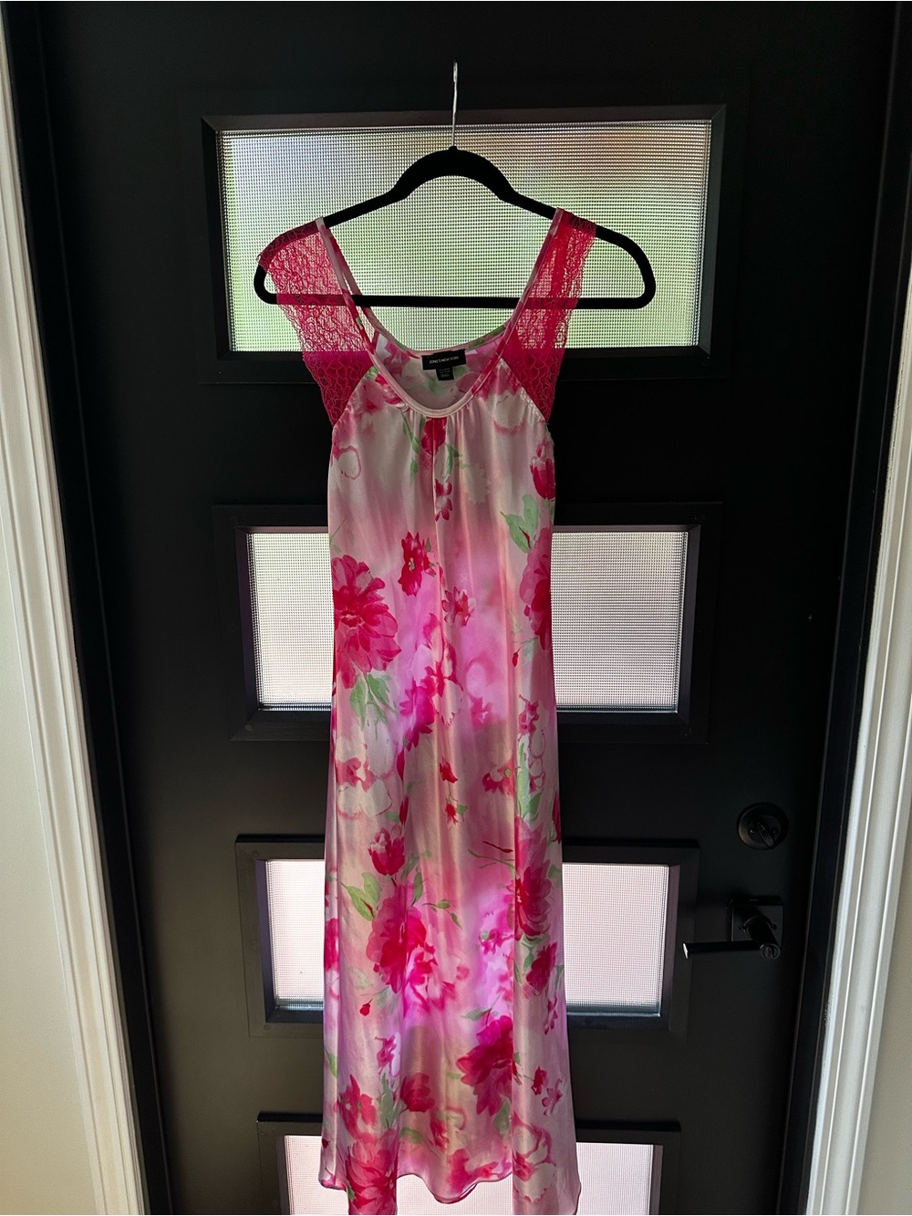 Floral Pink Lace-Trim Nightgown/ layering piece